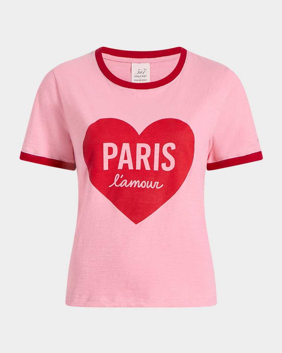 Paris L'Amour Heart Shrunken Ringer T